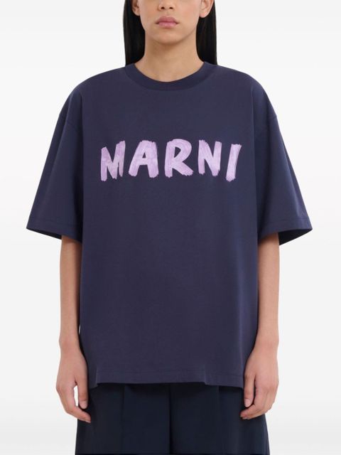 Marni logo-print cotton T-shirt - Blue - zdjęcie produktu nr 2
