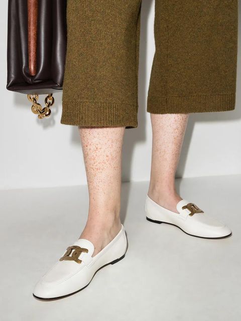 Tod's Kate gold-chain leather loafers - White