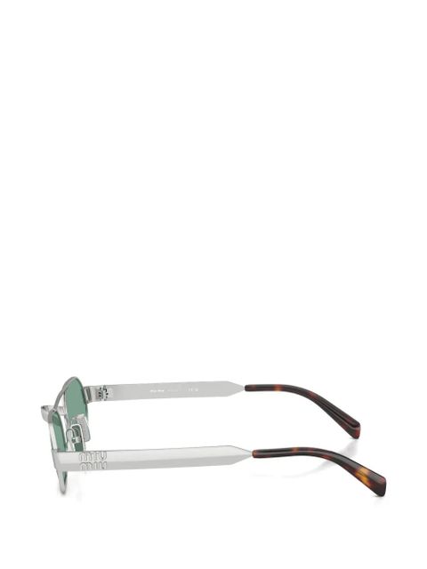 Miu Miu Eyewear logo-engraved oval-frame sunglasses - Silver