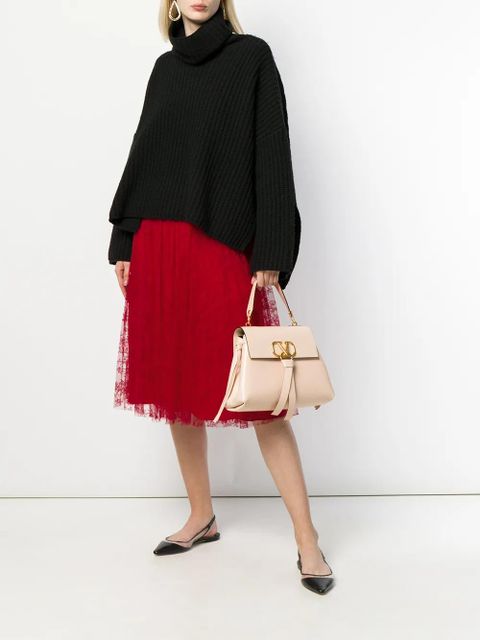 Valentino Garavani pleated chantilly lace skirt - Red