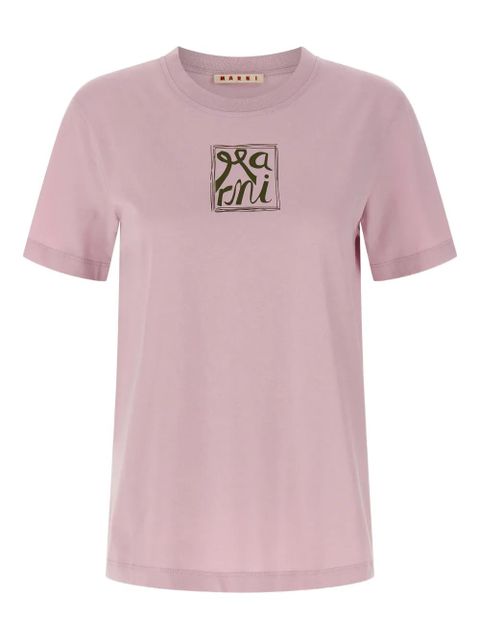 Marni logo-print crew neck T-shirt - Pink - zdjęcie produktu nr 1