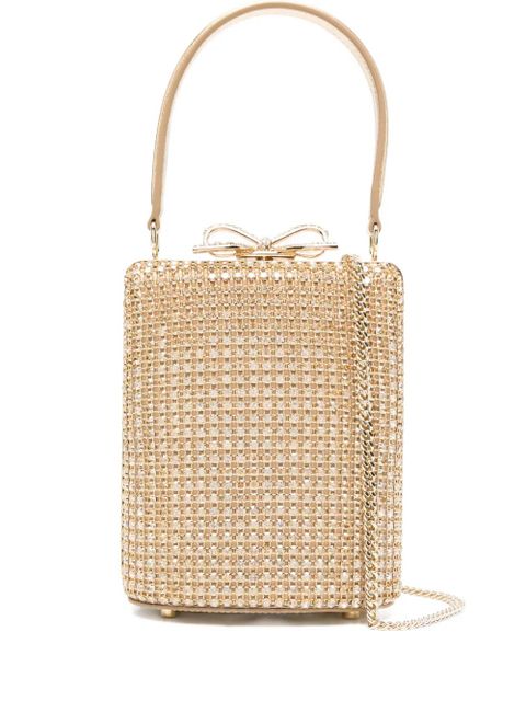 Self-Portrait crystal-embellished bow-detail mini bag - Yellow - zdjęcie produktu nr 1
