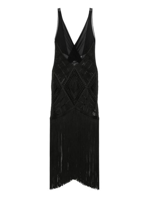 The Attico fringed midi dress - Black - zdjęcie produktu nr 1