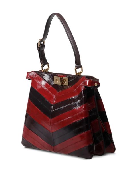 FENDI medium Peekaboo chevron-pattern tote bag - Red