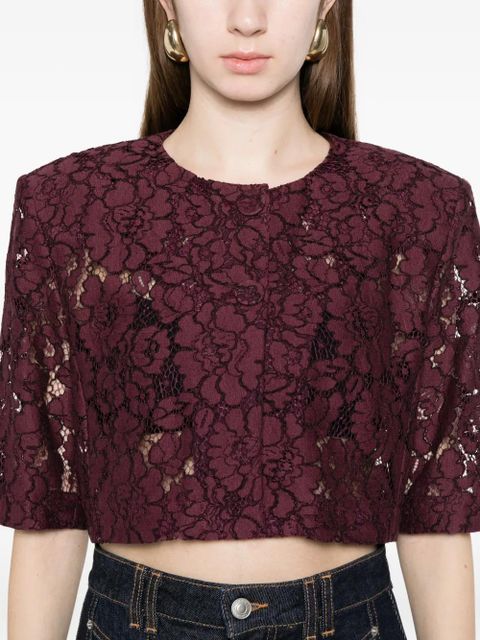 PINKO lace-detail cropped jacket - Red