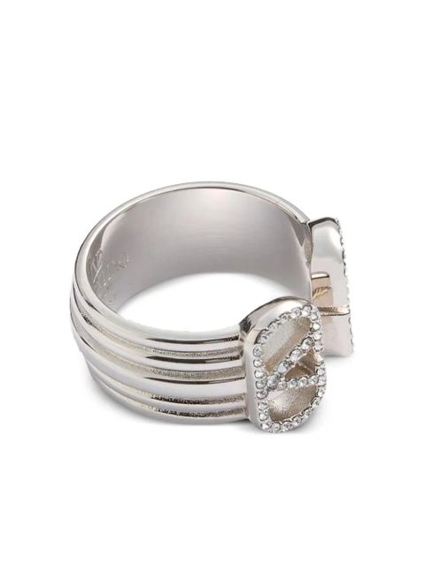 Valentino Garavani Ovalette crystal-embellished metal ring - Silver