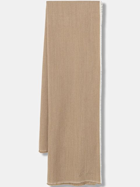 BOSS szalik z dodatkiem wełny Joely_60*190 damski kolor beżowy gładki 50558638 - zdjęcie produktu nr 1
