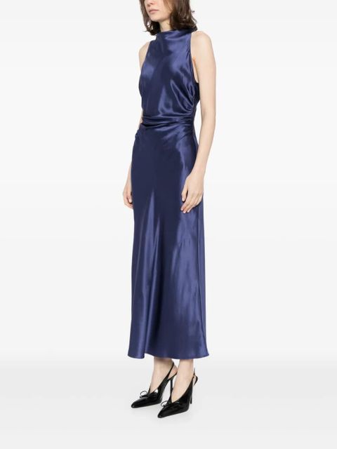 Reformation Casette draped silk dress - Blue