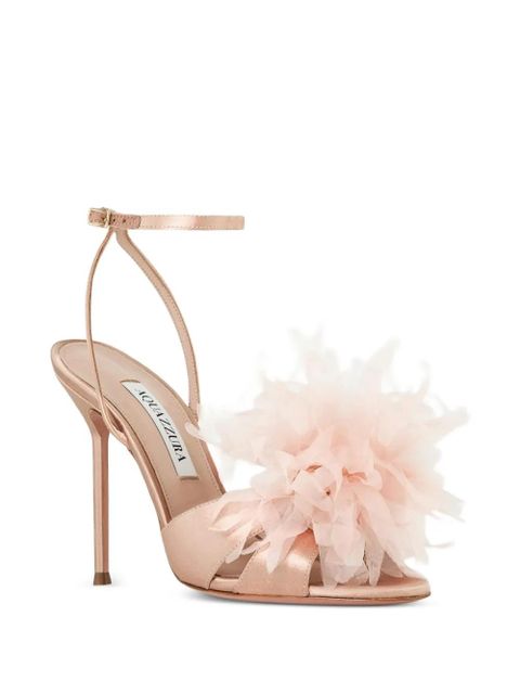 Aquazzura Poème flower-embellished ankle-strap sandals - Pink - zdjęcie produktu nr 2