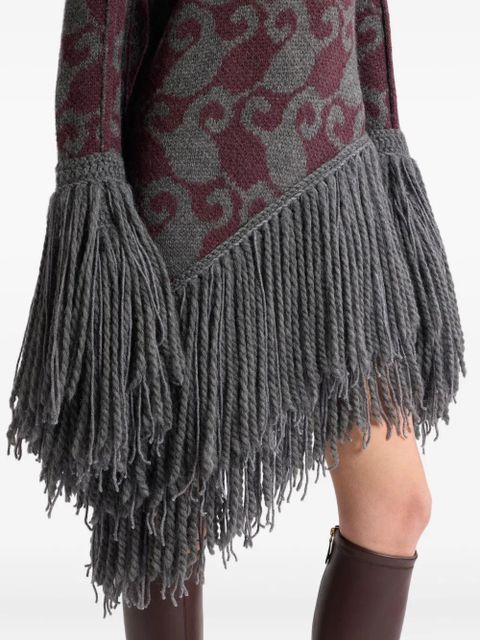 ETRO knitted-jacquard fringe mini dress - Grey