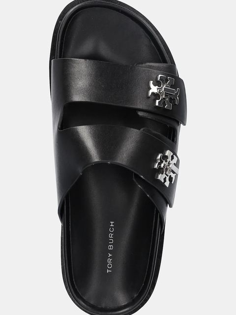 Tory Burch klapki skórzane T Lock Sport Slide damskie kolor czarny 175640-006