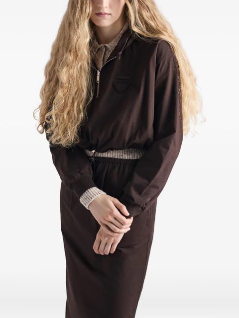 Prada drawstring-hem hoodie - Brown
