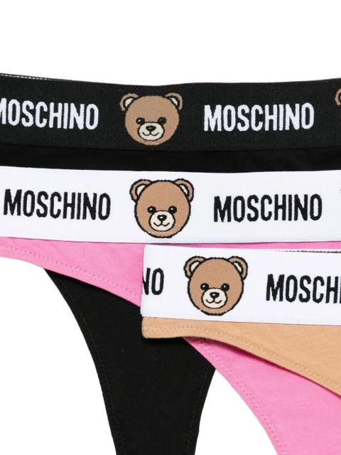 Moschino logo-print teddy thong (set of three) - Brown