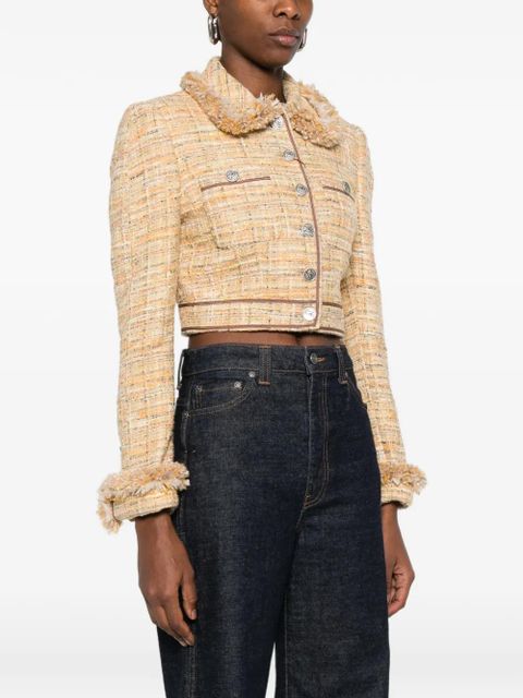 ETRO fringe-trim tweed jacket - Neutrals