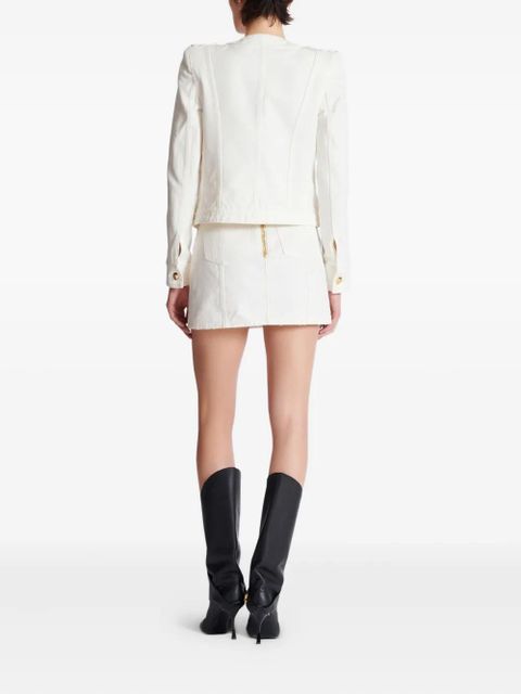 Balmain canvas cropped jacket - White
