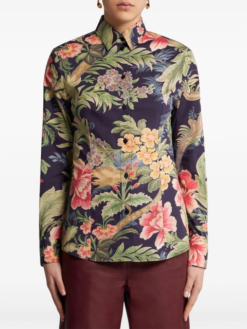 ETRO floral-print long-sleeve shirt - Green