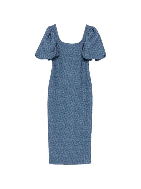 Max Mara floral-jacquard puff-sleeve dress - Blue - zdjęcie produktu nr 1
