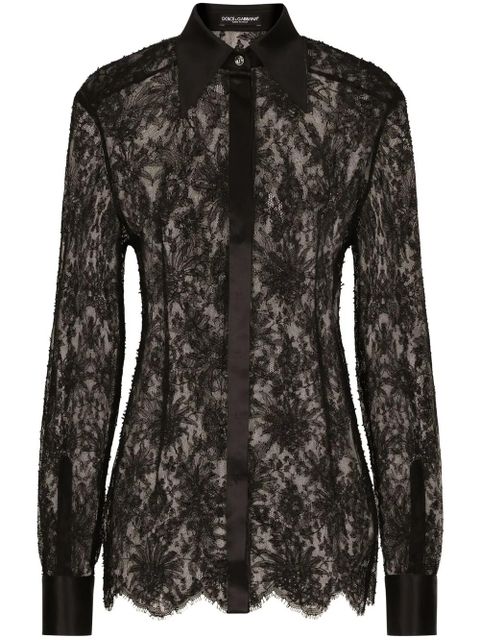 Dolce & Gabbana semi-sheer floral-lace shirt - Black - zdjęcie produktu nr 1