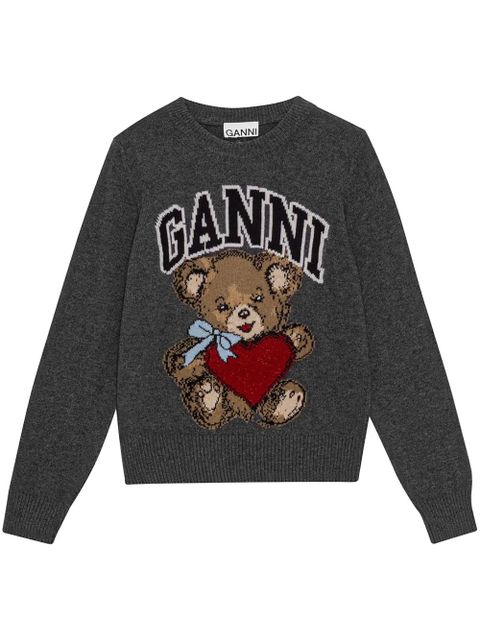 GANNI embroidered logo jumper - Grey - zdjęcie produktu nr 1