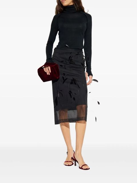 Jil Sander feather-embellished midi skirt - Black - zdjęcie produktu nr 2