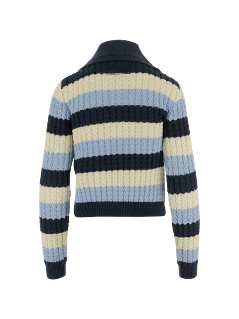 Guest In Residence Kirby striped wide-collar zip-up knit jacket - Blue - zdjęcie produktu nr 2