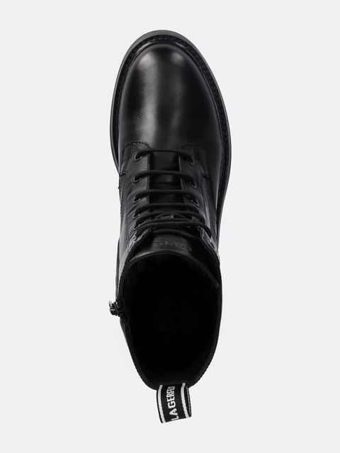 Karl Lagerfeld workery skórzane BURLY BIKER damskie kolor czarny na płaskim obcasie KL43455 - zdjęcie produktu nr 2