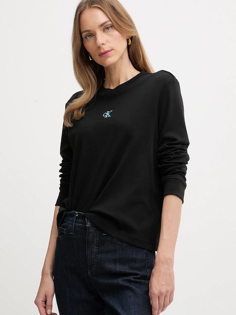 Calvin Klein Jeans longsleeve bawełniany kolor czarny LV047D223G