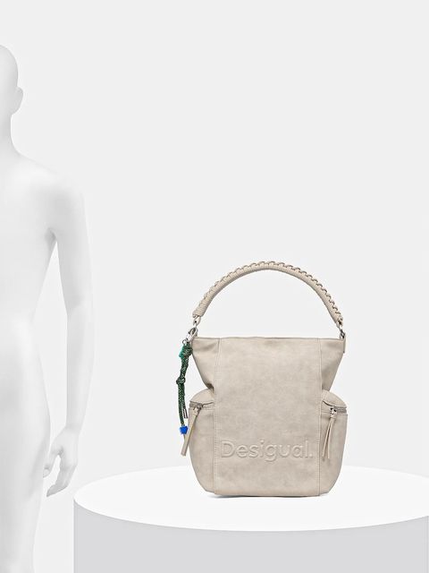 Desigual plecak HALF LOGO ARICA PIE damski kolor beżowy mały gładki 25WAKP30