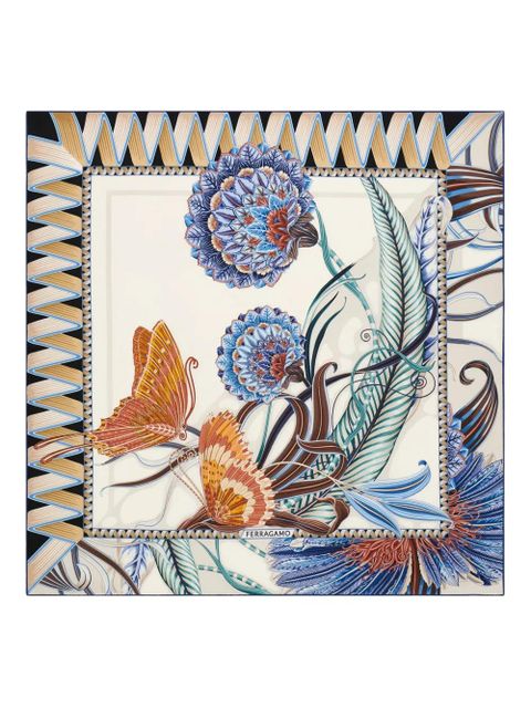 Ferragamo graphic-print silk scarf - Blue - zdjęcie produktu nr 1
