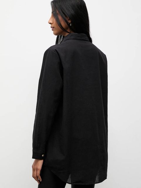 Answear.LAB koszula bawełniana damska kolor czarny regular z kołnierzykiem klasycznym