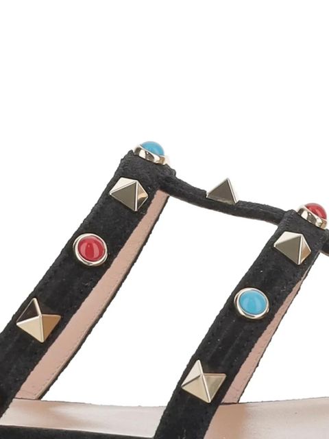 Valentino Garavani Rockstud bead-embellished suede sandals - Black