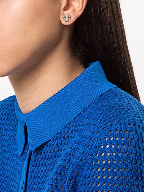 Tory Burch crystal-embellished logo earrings - Silver