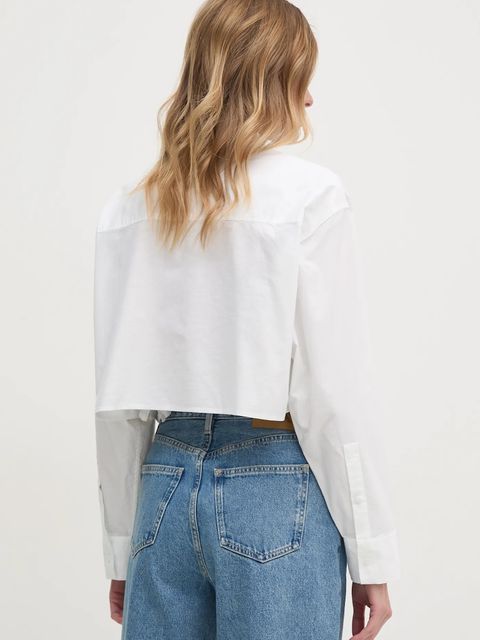 Calvin Klein Jeans koszula bawełniana damska kolor biały relaxed z kołnierzykiem klasycznym J20J225079