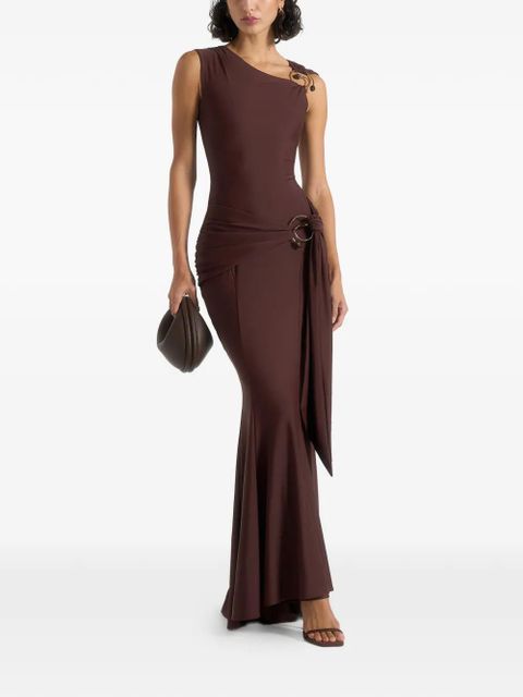 Manière De Voir Rania asymmetric draped maxi dress - Brown