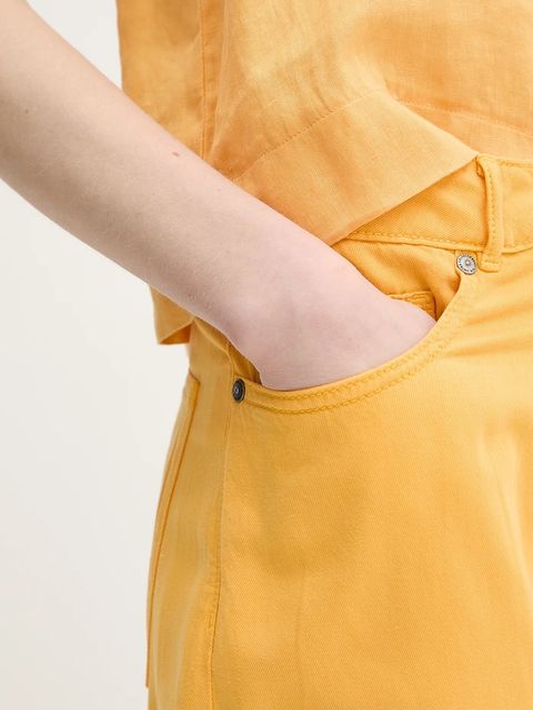 United Colors of Benetton spodnie damskie kolor żółty proste high waist 4LEDDF09P