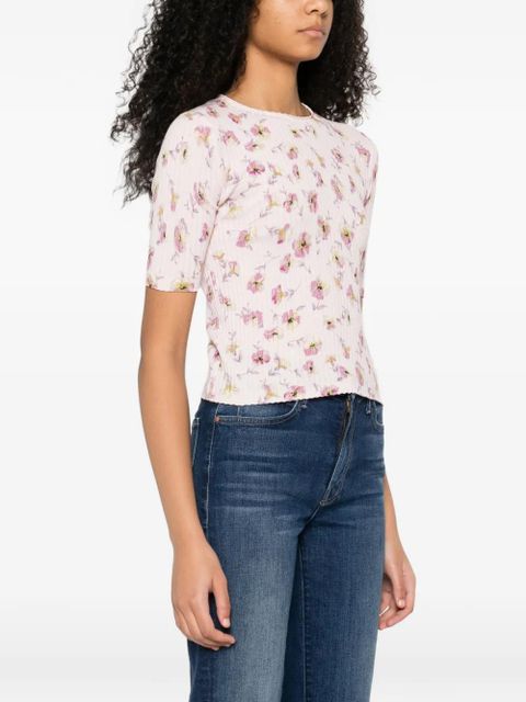 TWINSET floral-print ribbed T-shirt - Pink