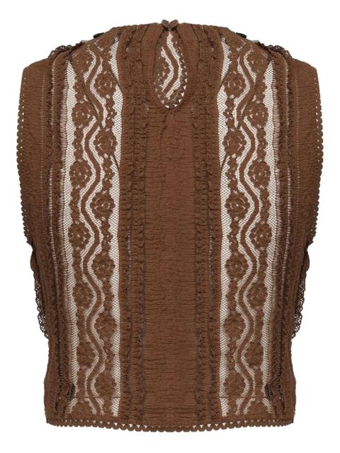 Charo Ruiz Ibiza lace-detail sleeveless top - Brown - zdjęcie produktu nr 2