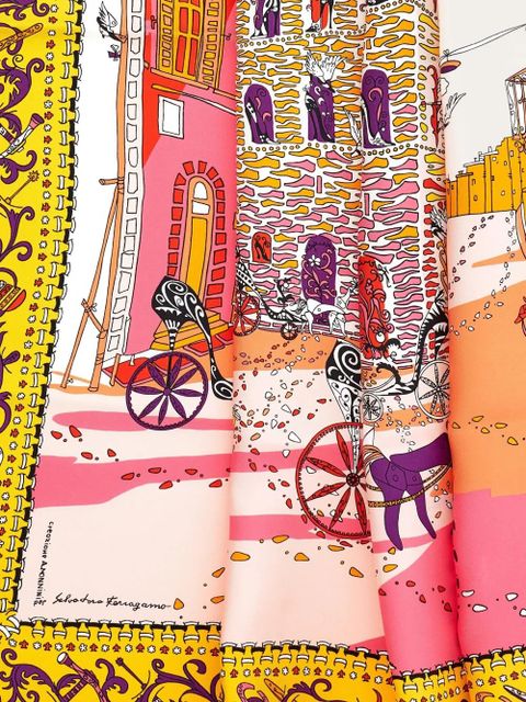 Ferragamo Palazzo Spini Feroni print silk scarf - Yellow - zdjęcie produktu nr 2