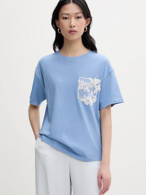 ERMANNO Firenze t-shirt basic damski bawełniany - zdjęcie produktu nr 2