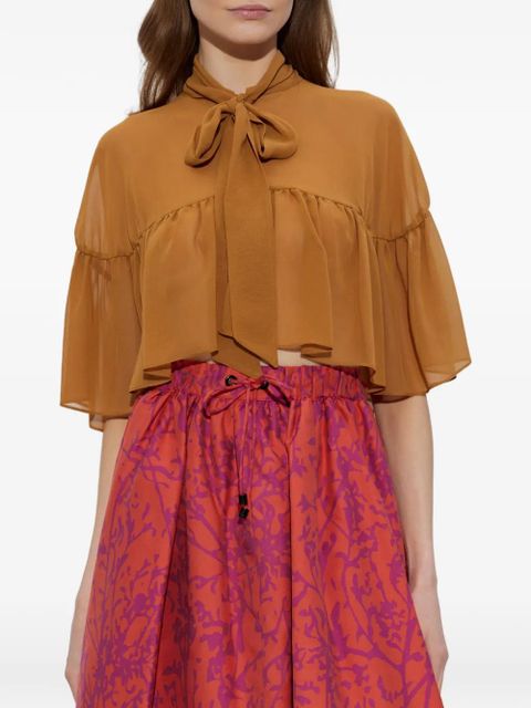Max Mara tie neck ruffled jacket - Brown