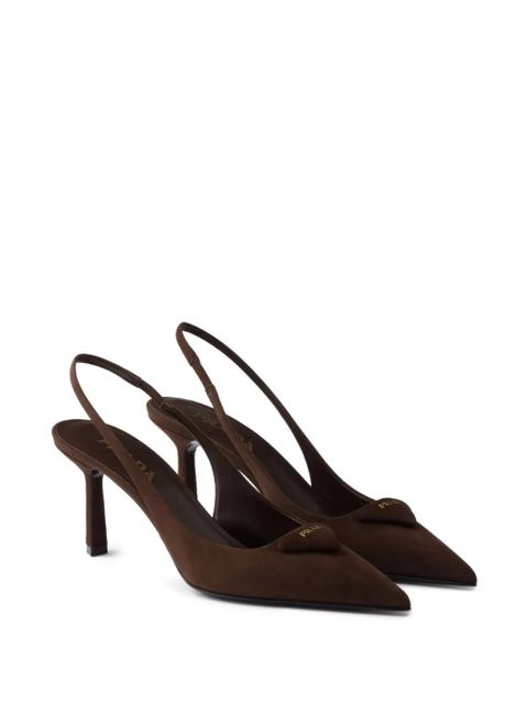 Prada 75mm slingback triangle-logo pumps - Brown - zdjęcie produktu nr 2