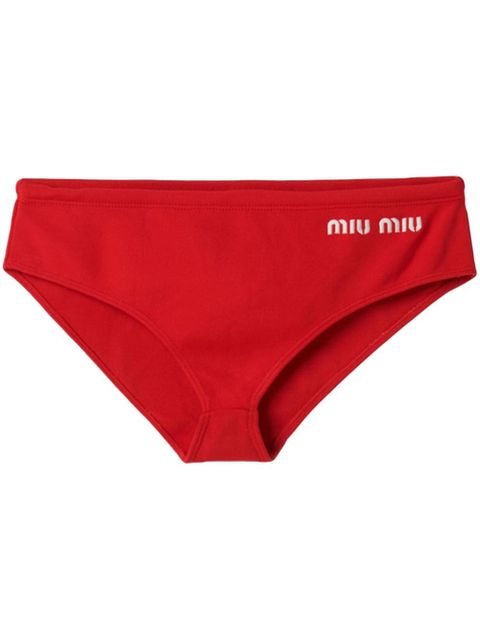 Miu Miu logo-print bikini bottoms - Red - zdjęcie produktu nr 1