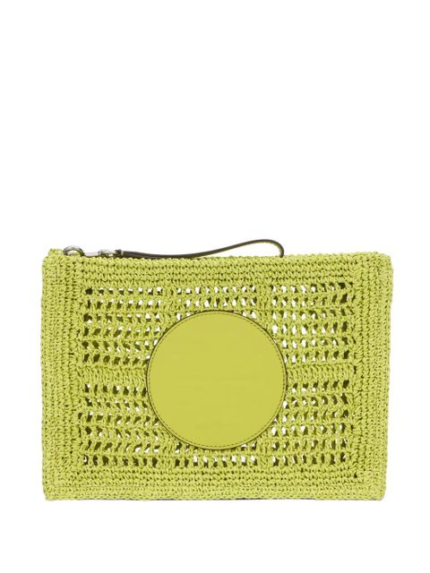 Tory Burch Ella logo-patch woven clutch bag - Green - zdjęcie produktu nr 1