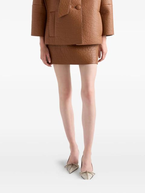Prada textured leather mini skirt - Brown - zdjęcie produktu nr 1