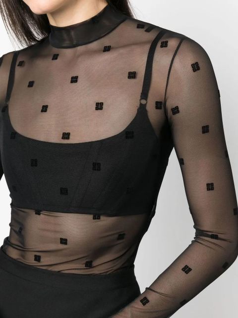 Givenchy logo-print mesh bodysuit - Black