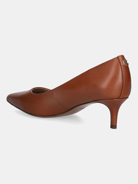 Lauren Ralph Lauren szpilki skórzane Adrienne kolor brązowy na niskim obcasie 802P09030002