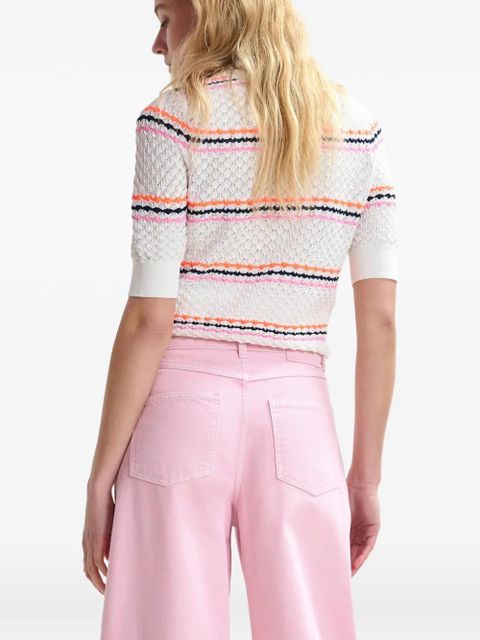 Essentiel Antwerp honeycomb rhinestoned-collar sweater - White