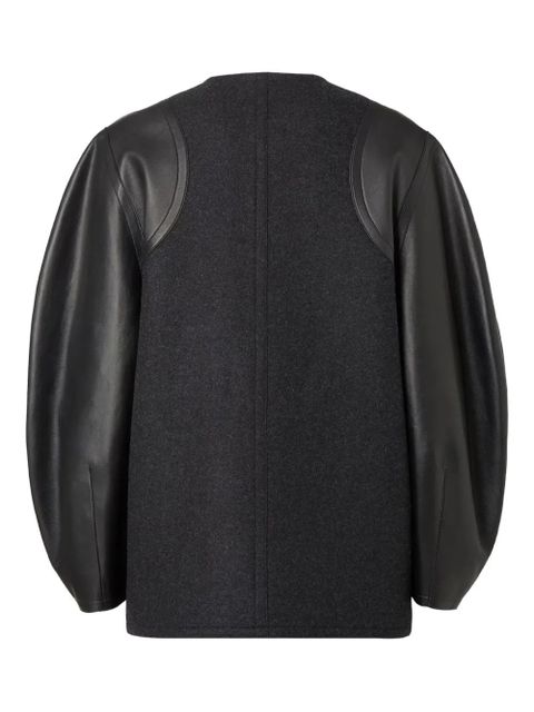FENDI leather-paneled wool jacket - Black - zdjęcie produktu nr 2
