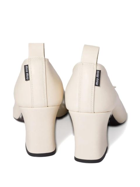 Miu Miu 65mm Élan bow-embellished block-heel pumps - Neutrals - zdjęcie produktu nr 2