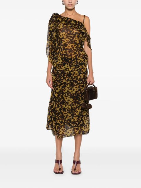 Christopher Esber ruffle-trimmed drape top - Brown